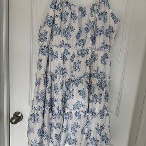 ARULA White and Blue Floral Dress